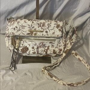 Steve Madden Beige and Brown Floral Crossbody Bag